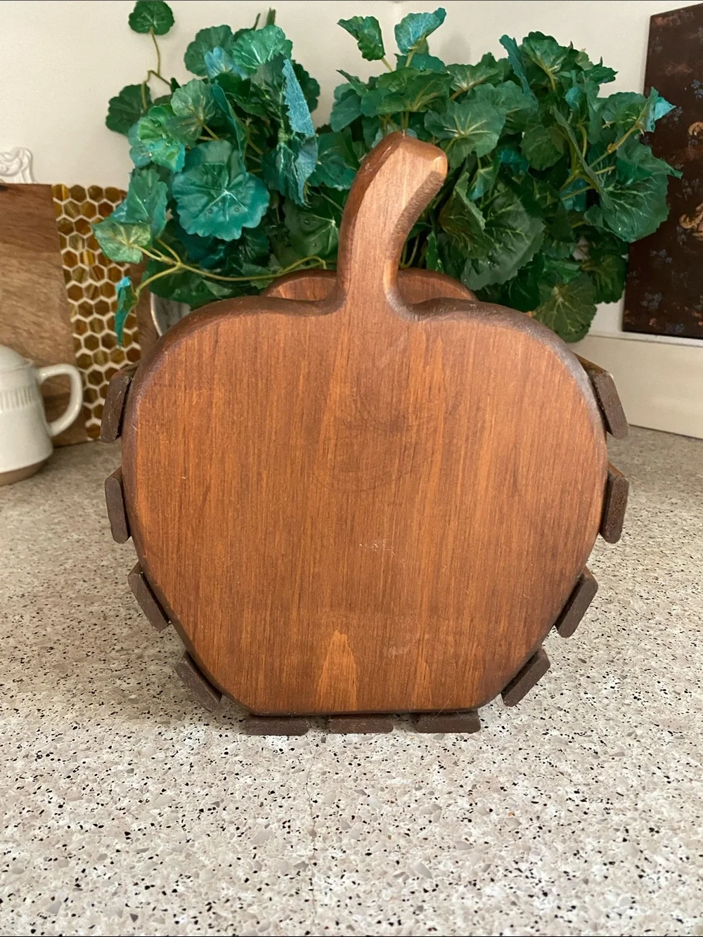 Vintage Slatted Wooden “Apple” Basket w/Handle
